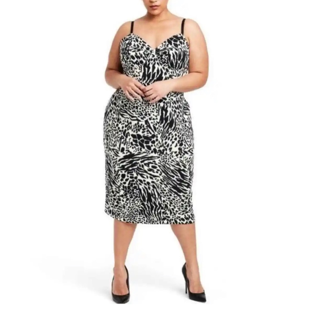NWT Sergio Hudson X Target Animal Print Sleeveless Midi Black And White Dress